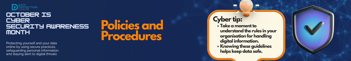 "A graphic announcing 'October is Cyber Security Awareness Month,' with text explaining the importance of creating a cyber emergency contact list in preparation for a cyber attack. It also includes a 'Cyber tip' to assess passwords, turn on MFA, and review critical accounts, especially email. A shield icon with a checkmark and a lightbulb icon are visible."