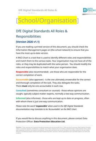 DfE Digital Standards Roles & Responsibilties