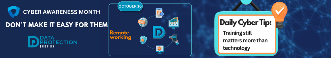 October Cyber Security Awareness Month banner emphasizing secure remote access and data protection for schools and trusts