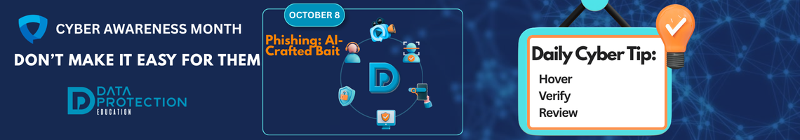 October calendar graphic highlighting cybersecurity awareness or a common phishing attack scenario.