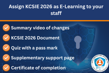Graphic promoting the KCSIE 2026 online course, essential annual training for education staff