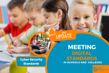 Graphic illustrating DfE Digital Cyber Security Standards for UK schools and colleges, highlighting the 20