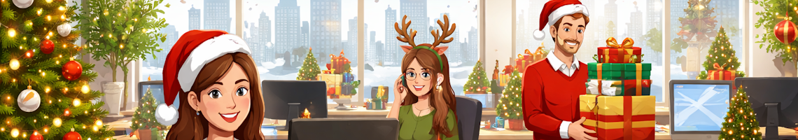 Office christmas scene