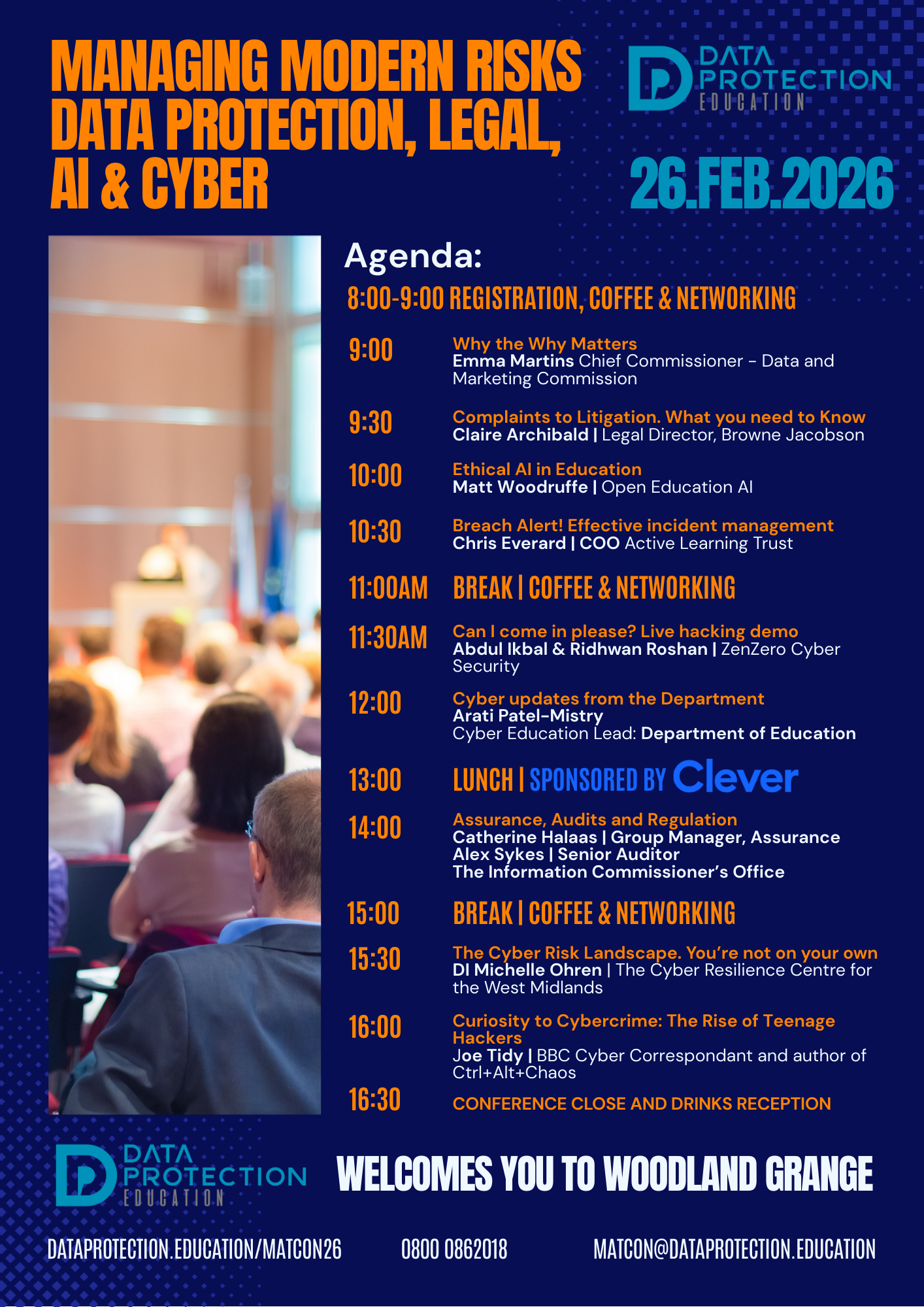 DPE 2026 MAT Conference agenda detailing sessions and speakers for the event in Leaming